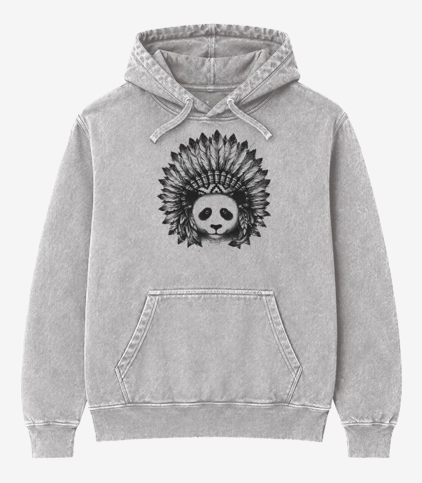 Poleron Canguro Acid Wash Gris Melange de Indiopanda
