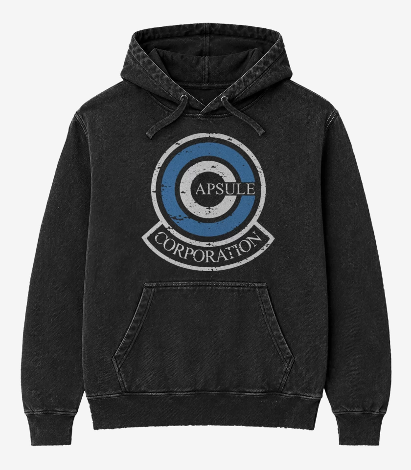 Poleron Canguro Acid Wash Negro de Capsule Corporation