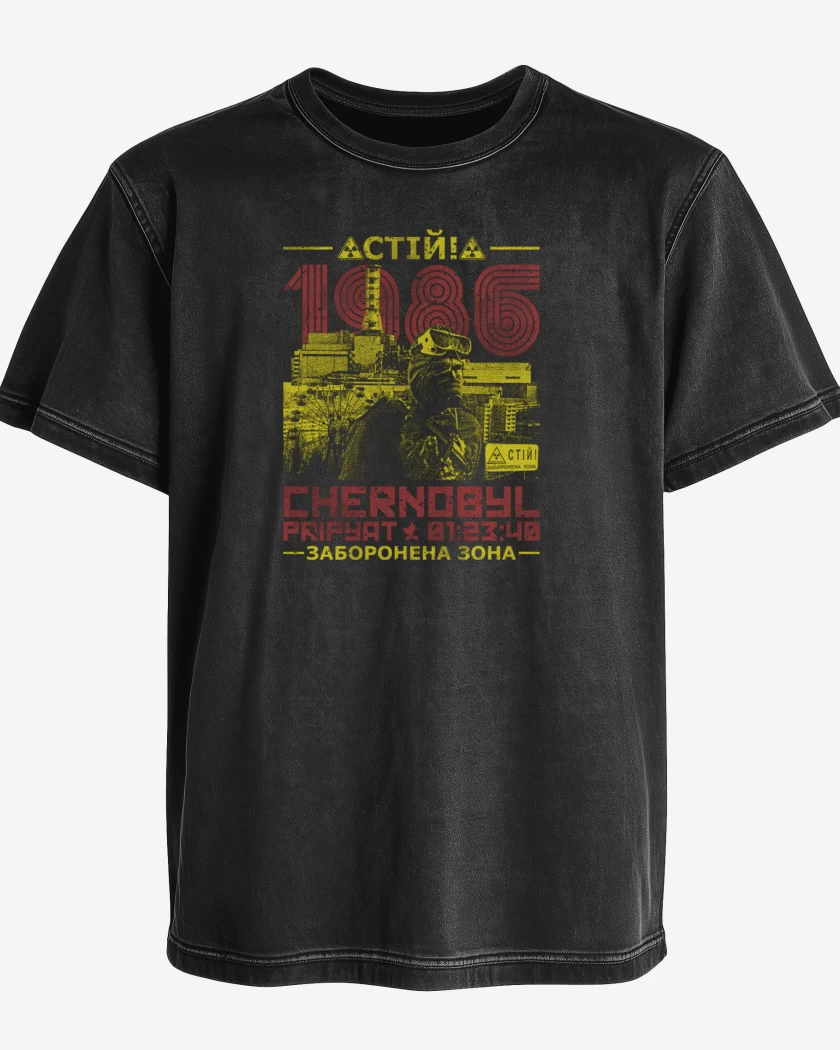 Polera desgastada Negro de Chernobyl 86