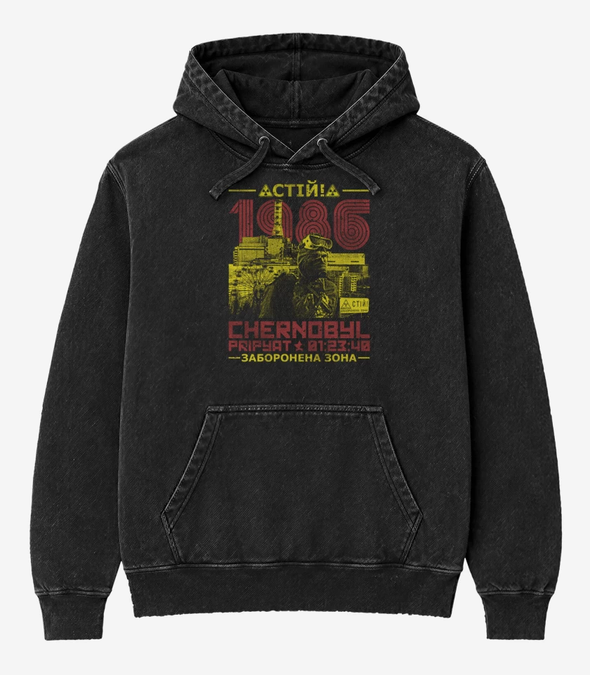 Poleron Canguro Acid Wash Negro de Chernobyl 86