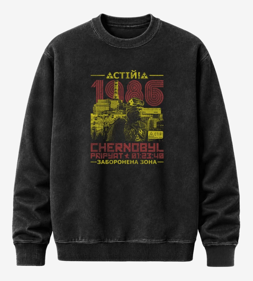 Poleron Polo Acid Wash Negro de Chernobyl 86