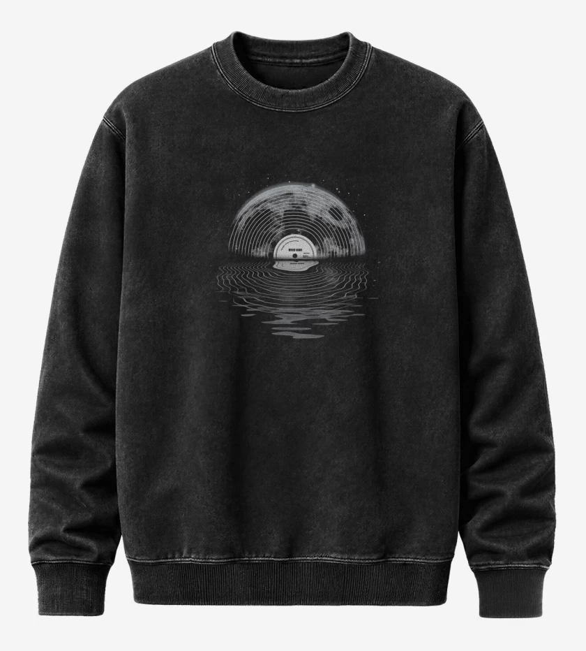 Poleron Polo Acid Wash Negro de Moon Song