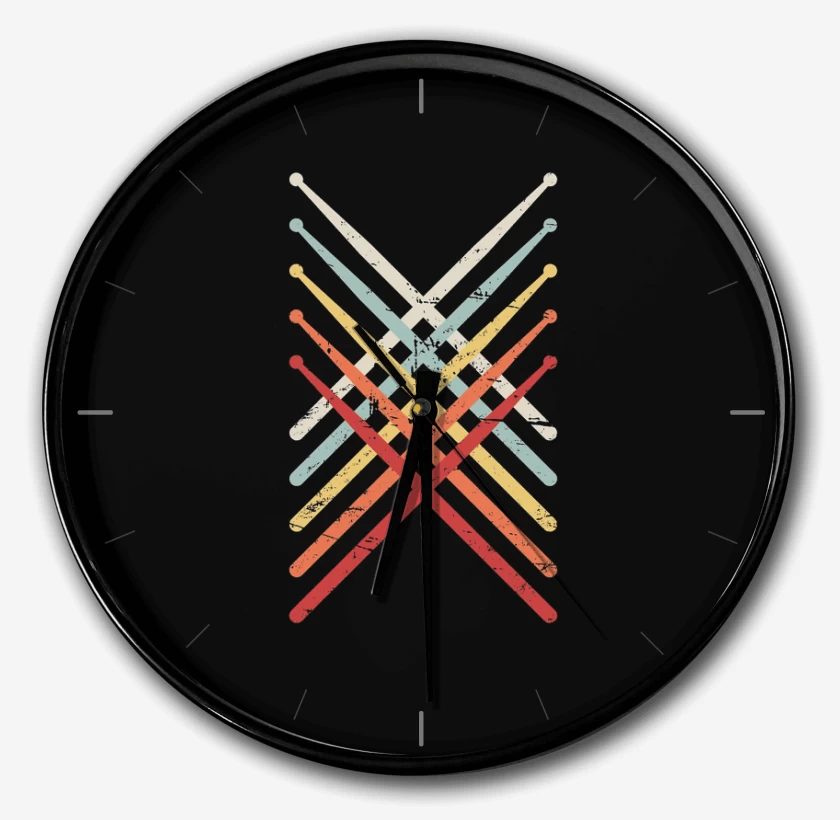 Reloj Negro de Baquetas colores
