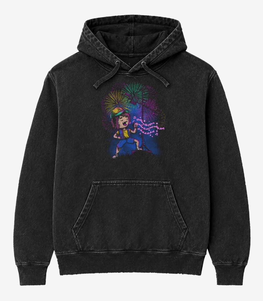 Poleron Canguro Acid Wash Negro de never ending story