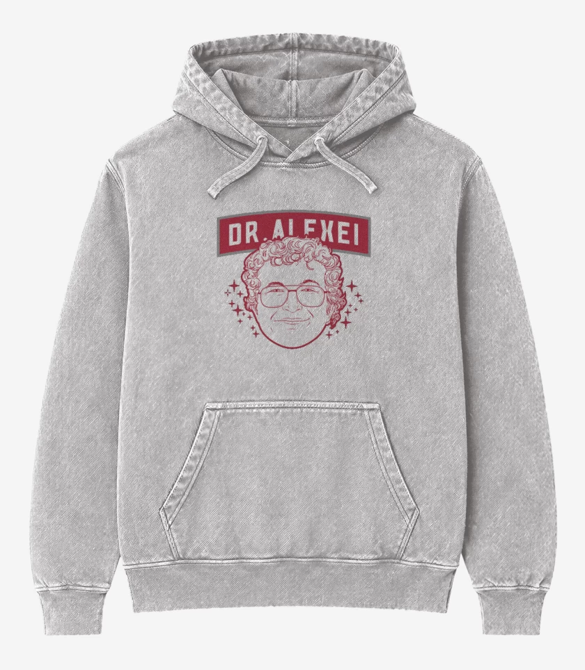 Poleron Canguro Acid Wash Gris Melange de dr.alexei