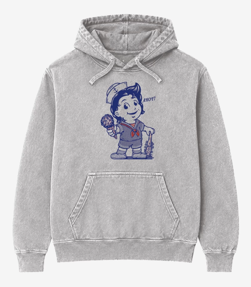 Poleron Canguro Acid Wash Gris Melange de Stevee ice cream