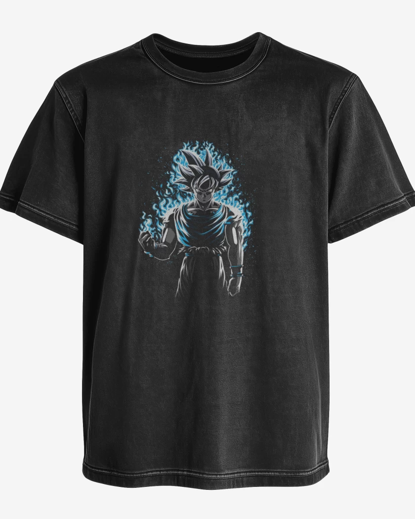 Polera desgastada Negro de Goku ultra instinto