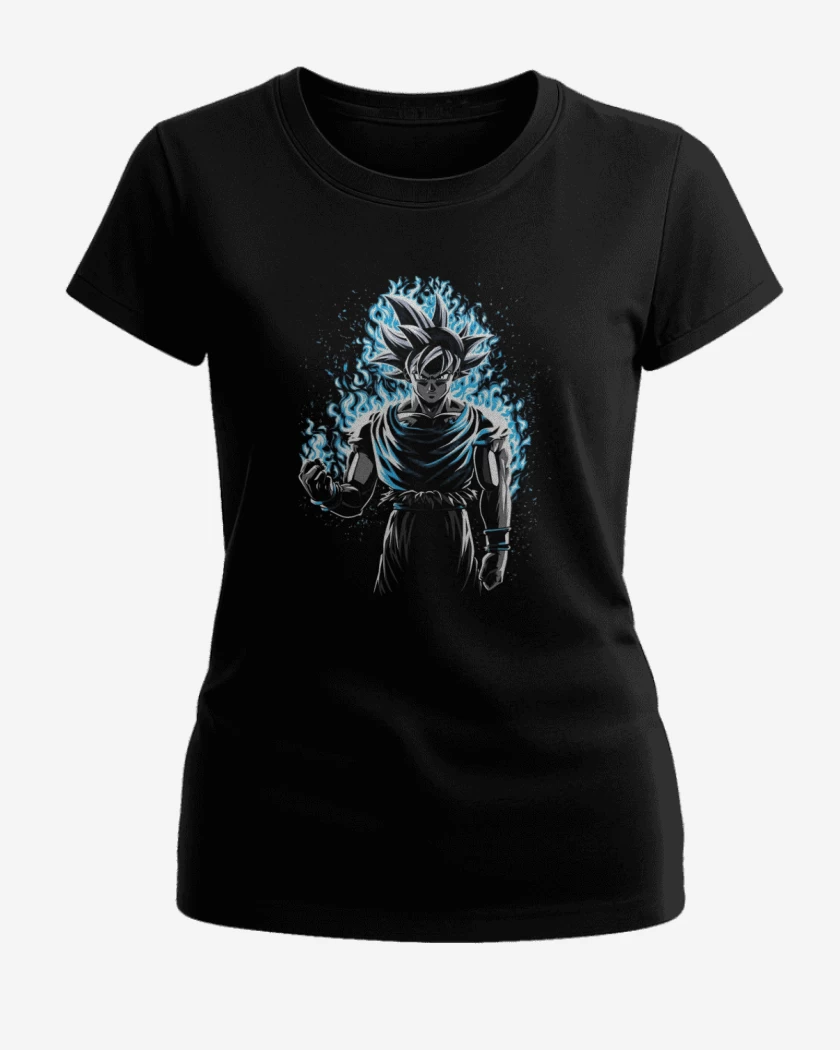 Polera de Mujer Negro de Goku ultra instinto
