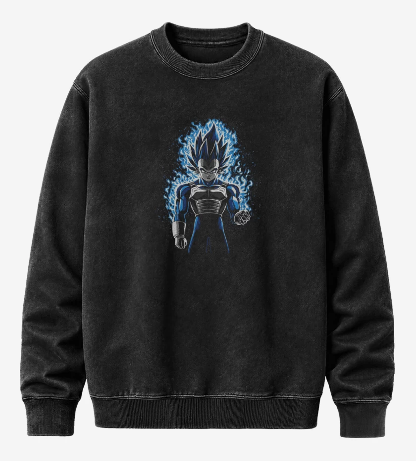 Poleron Polo Acid Wash Negro de vegeta ultra instinto 