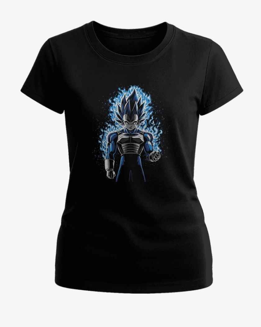 Polera de Mujer Negro de vegeta ultra instinto 