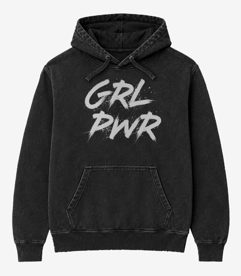 Poleron Canguro Acid Wash Negro de GRL PWR