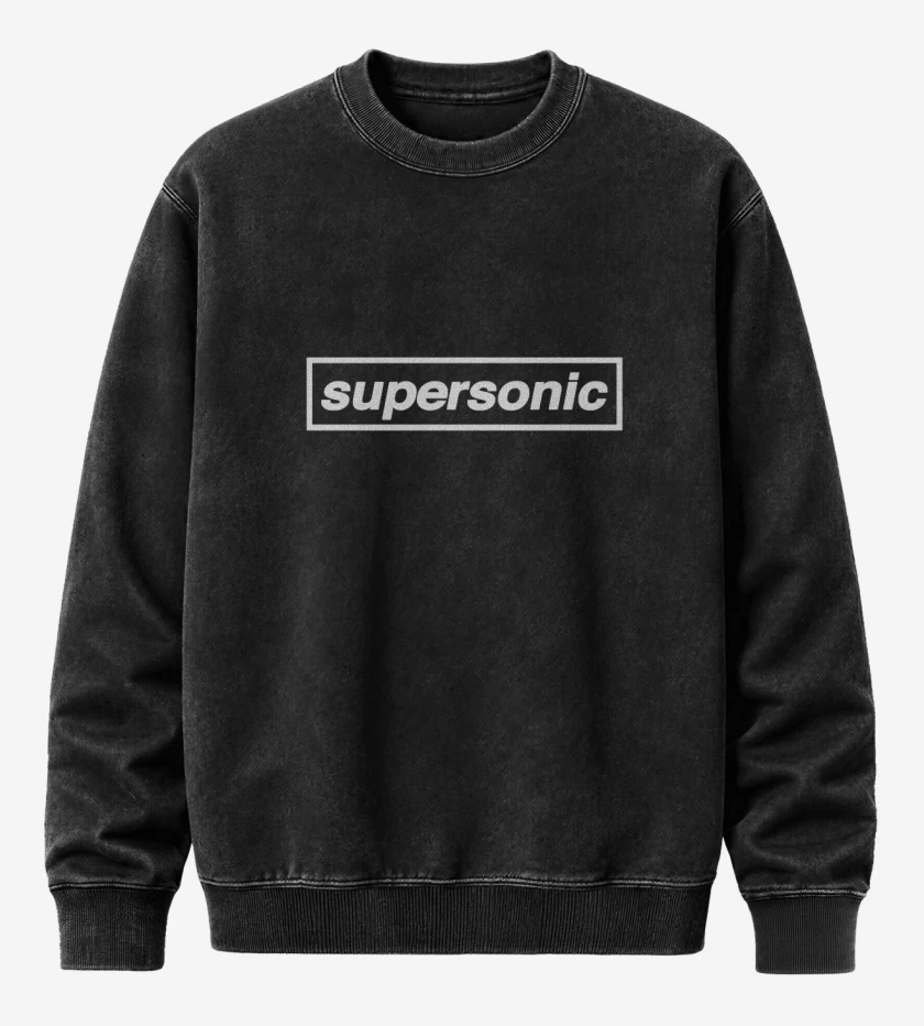 Poleron Polo Acid Wash Negro de Supersonic Oasis 