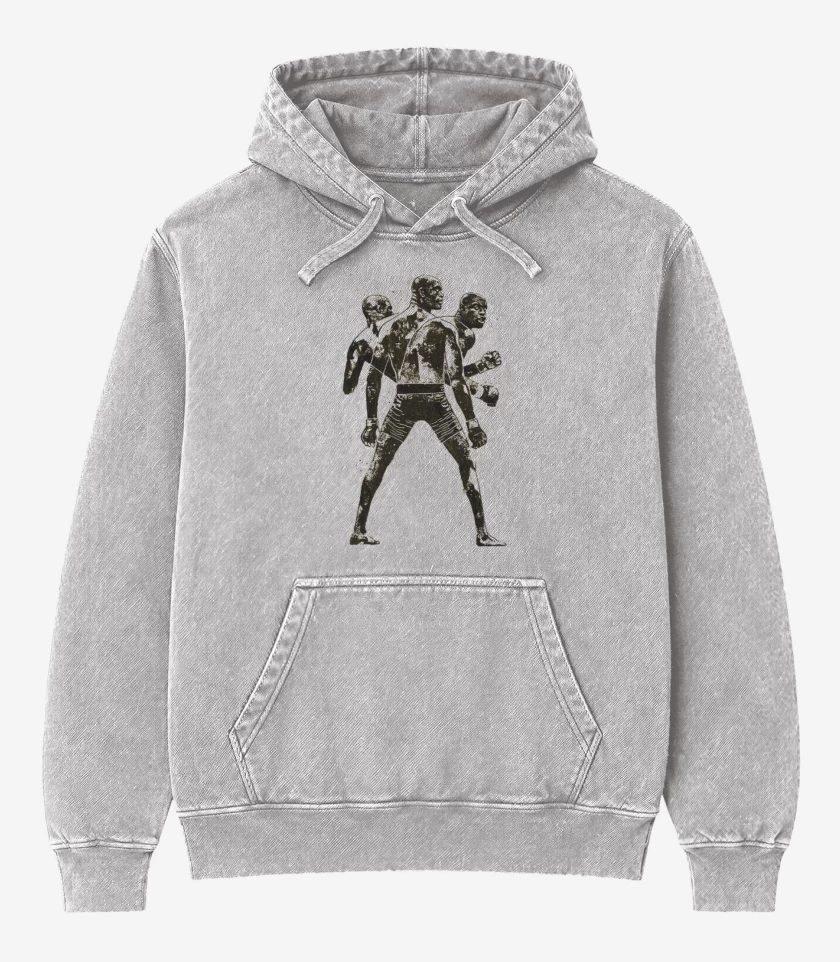 Poleron Canguro Acid Wash Gris Melange de Boxeo