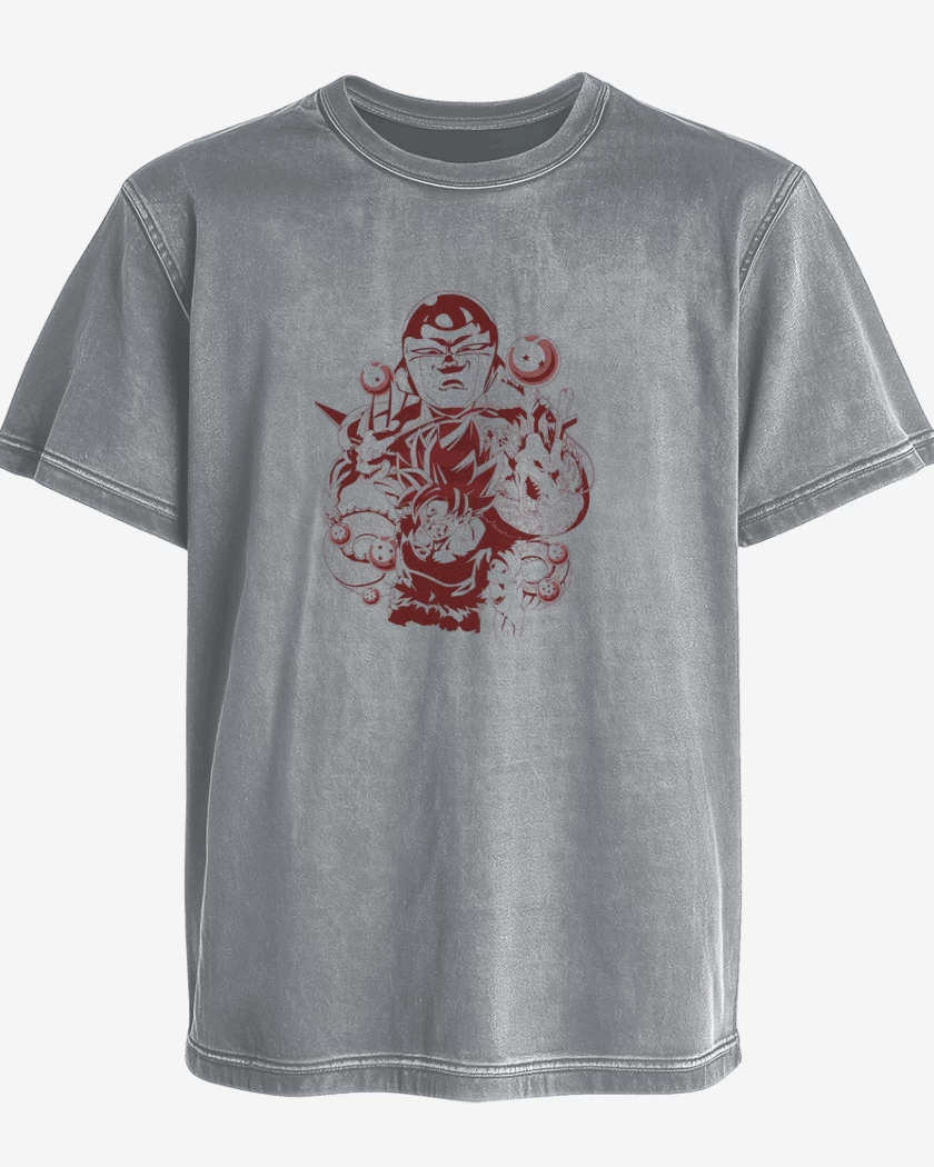 Polera desgastada Gris Melange de Dragon ball z 6