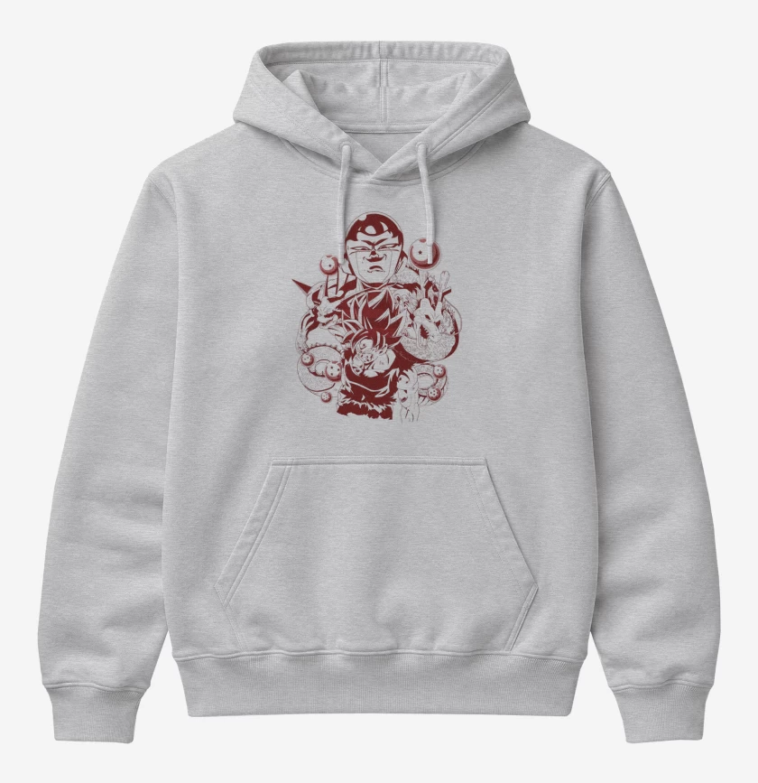 Poleron Canguro básico Gris Melange de Dragon ball z 6