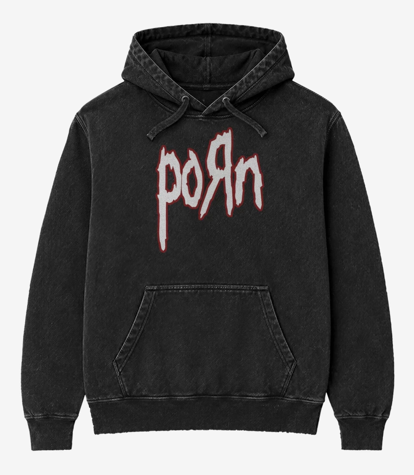 Poleron Canguro Acid Wash Negro de Korn Porn 