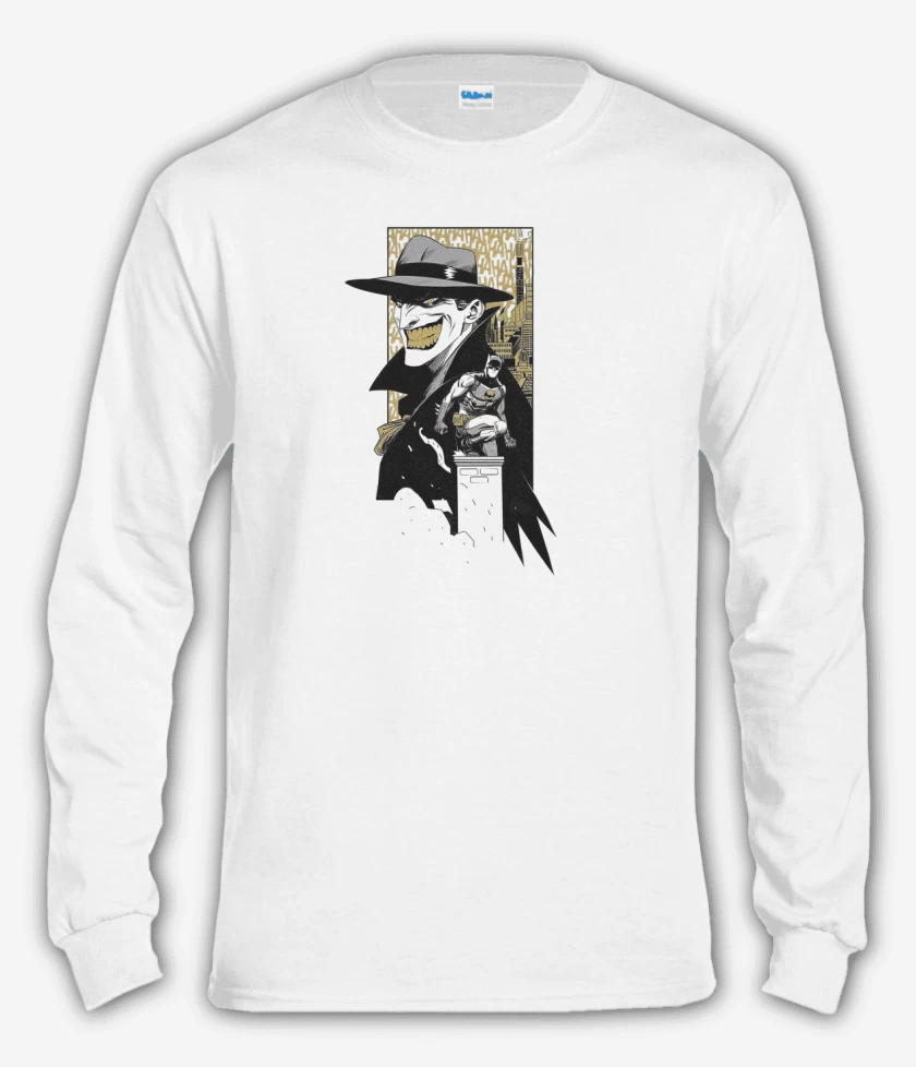 Polera manga larga Blanco de Joker vs batman