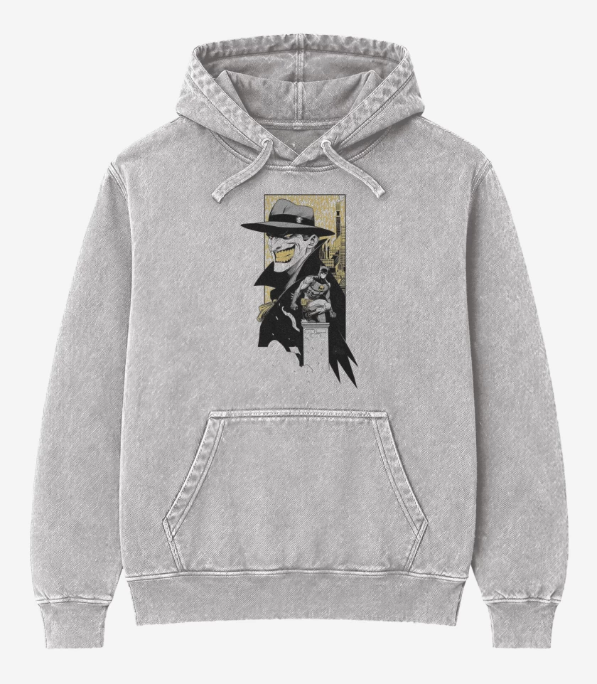 Poleron Canguro Acid Wash Gris Melange de Joker vs batman