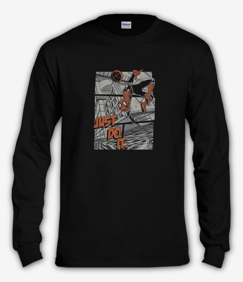 Polera manga larga Negro de Just do it spiderman