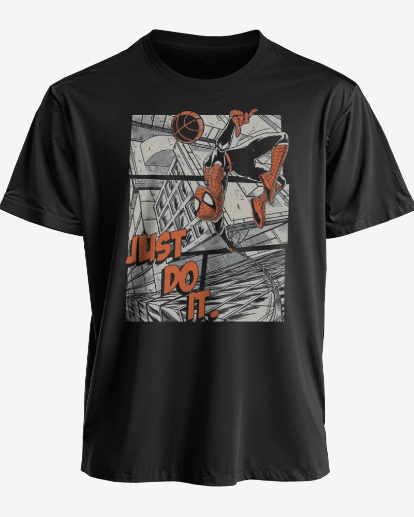 Polera premium Negro de Just do it spiderman