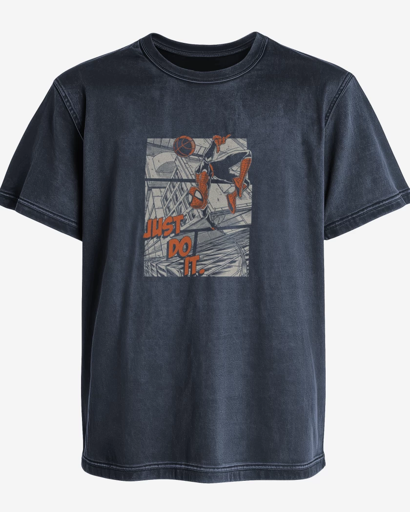Polera desgastada Azul Marino de Just do it spiderman