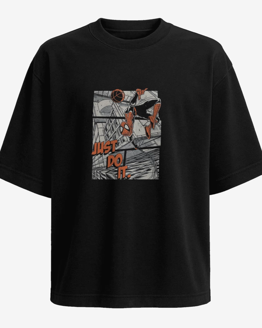 Polera Oversize Negro de Just do it spiderman