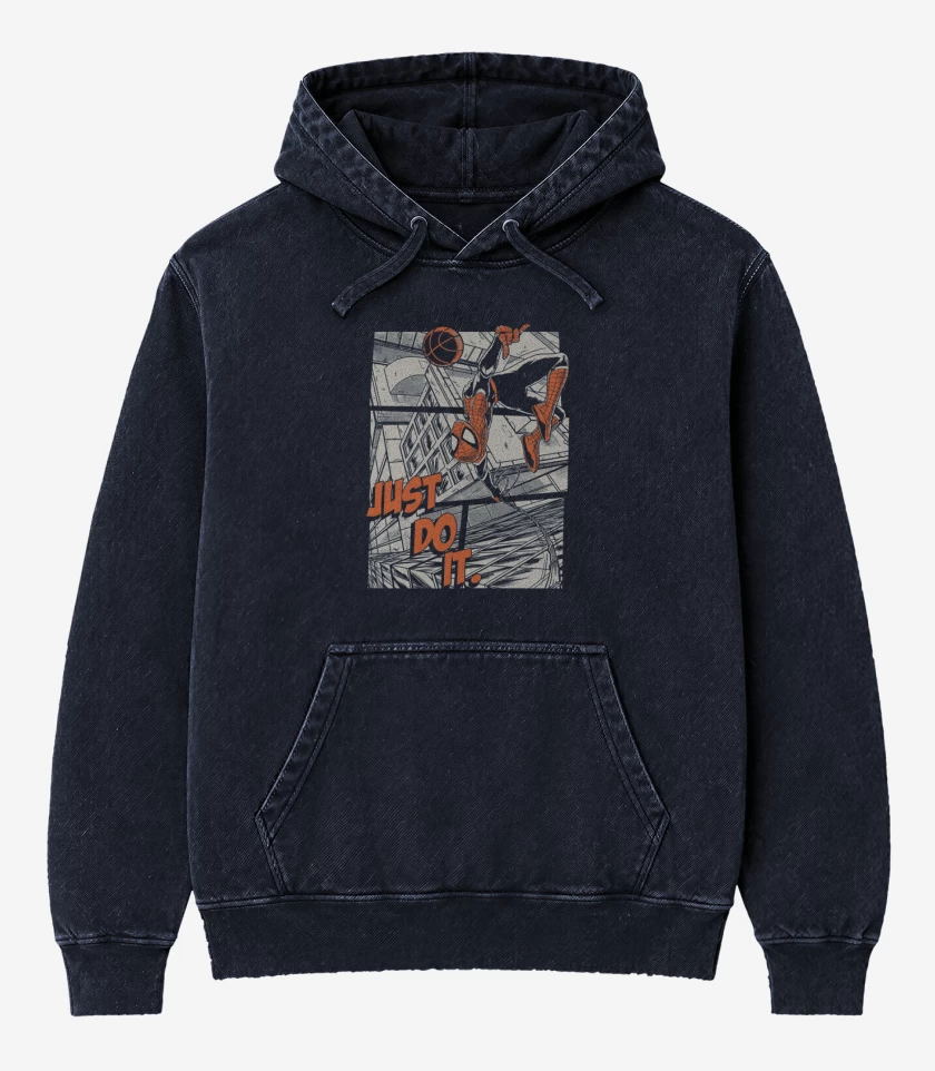 Poleron Canguro Acid Wash Azul Marino de Just do it spiderman