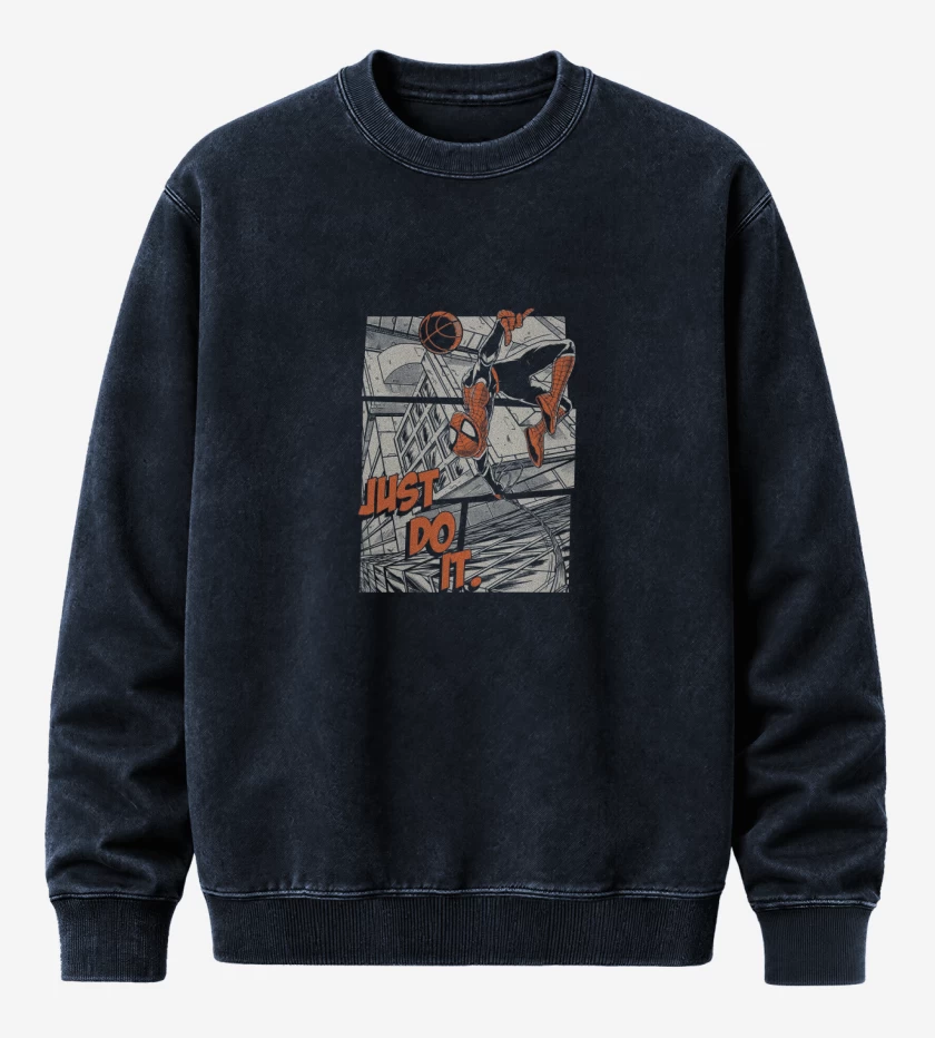 Poleron Polo Acid Wash Azul Marino de Just do it spiderman