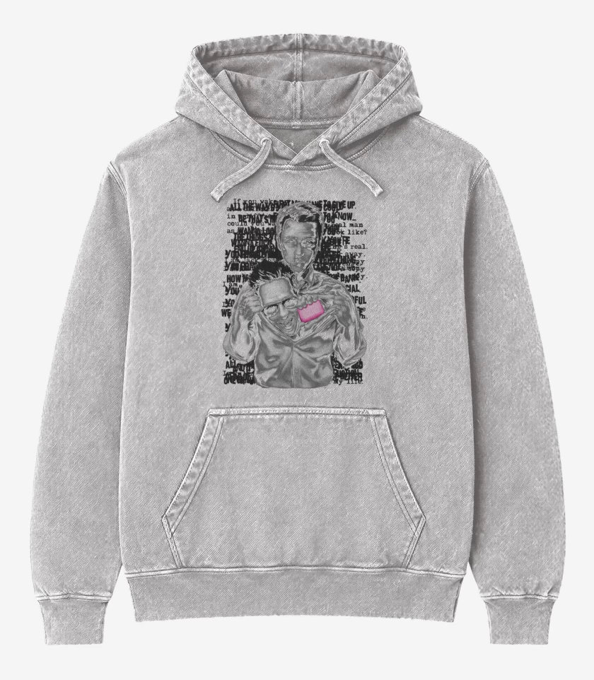 Poleron Canguro Acid Wash Gris Melange de Club de la pelea 3