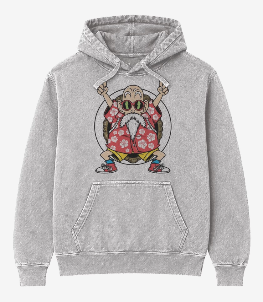 Poleron Canguro Acid Wash Gris Melange de Love roshi