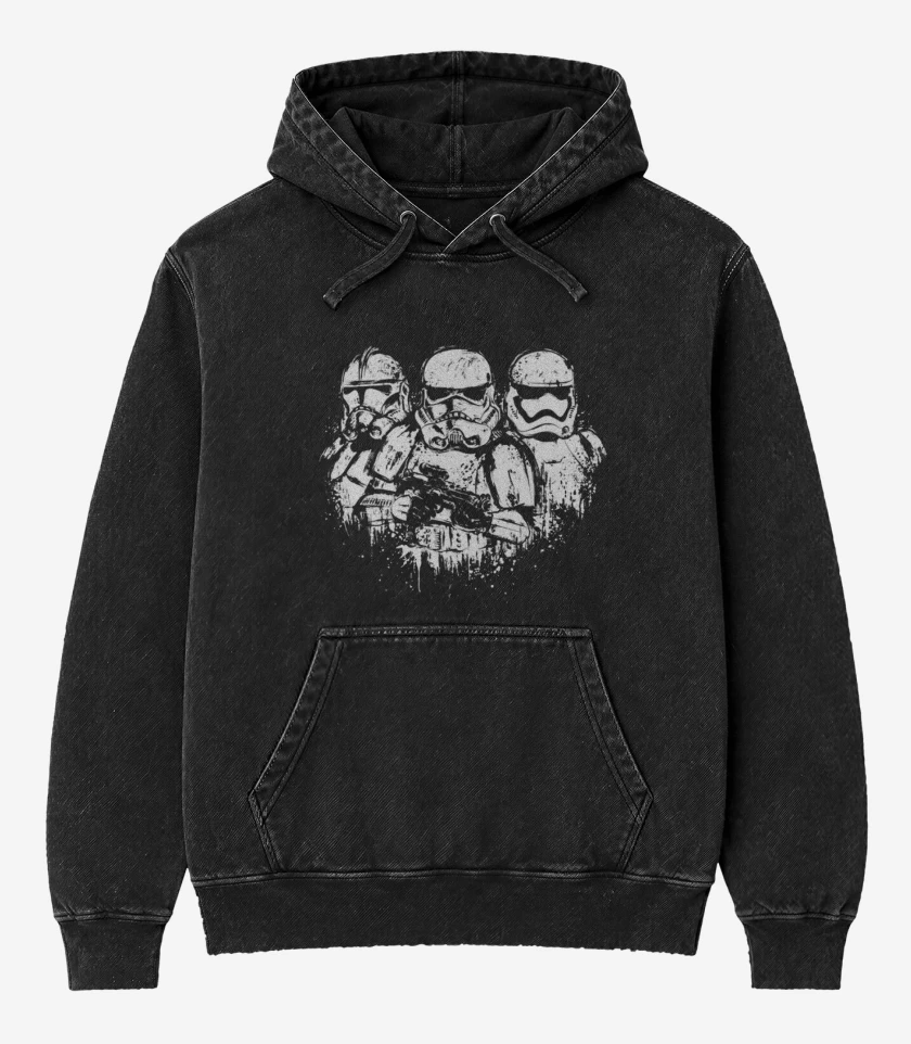Poleron Canguro Acid Wash Negro de Imperial troopers 3