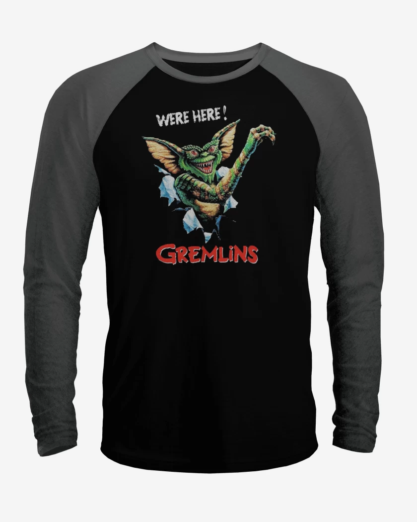 Polera Raglan Negro / Negro Heather de Gremlins