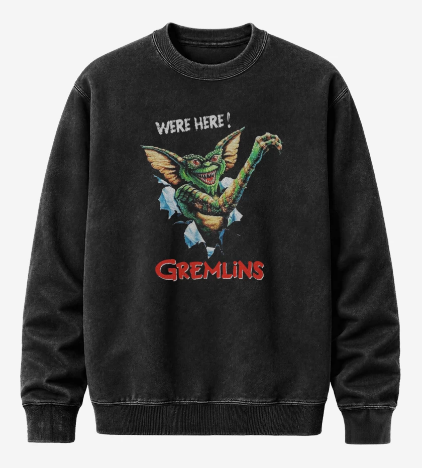 Poleron Polo Acid Wash Negro de Gremlins