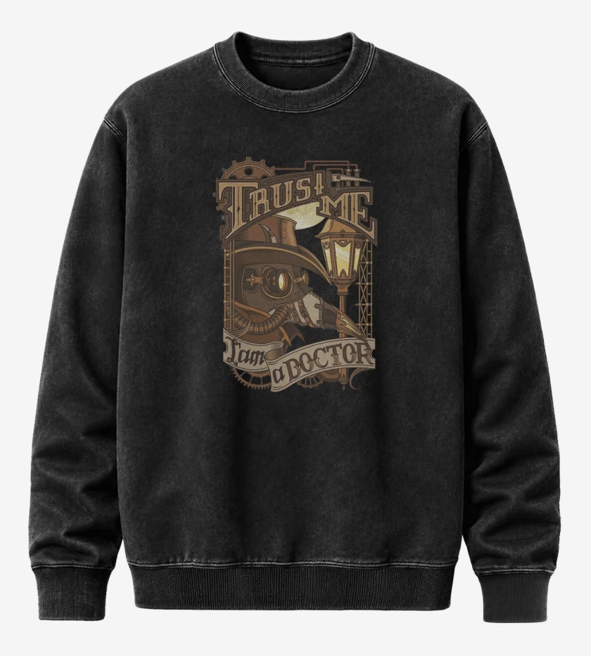 Poleron Polo Acid Wash Negro de im a doctor