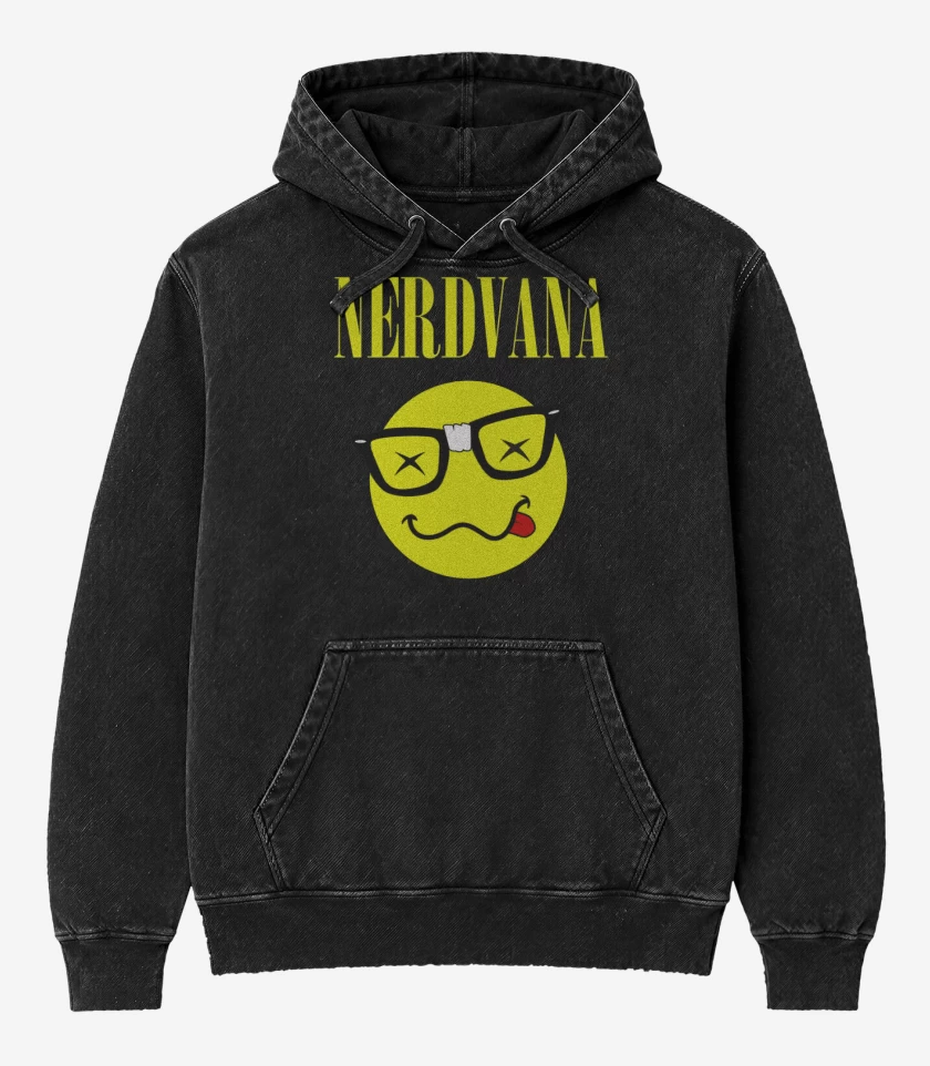 Poleron Canguro Acid Wash Negro de Nerdvana