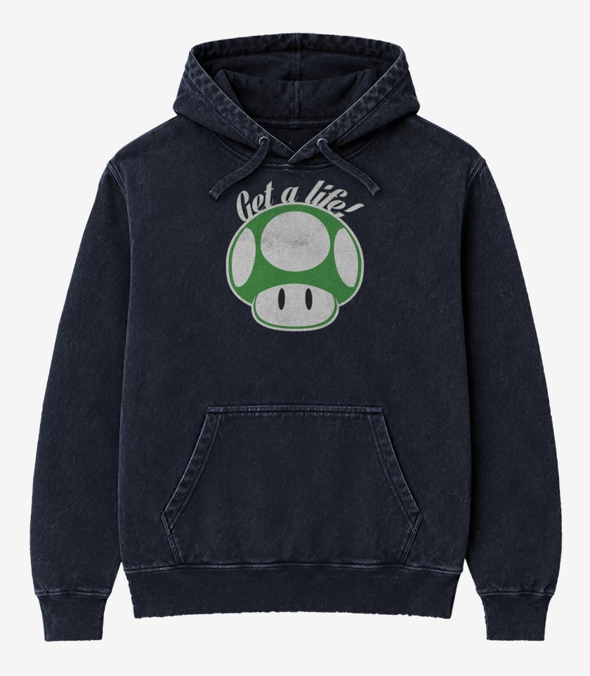 Poleron Canguro Acid Wash Azul Marino de Get a life