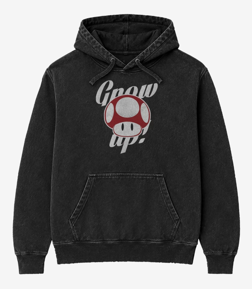 Poleron Canguro Acid Wash Negro de Grow up