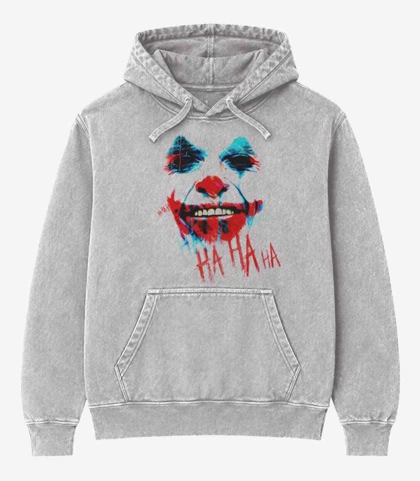Poleron Canguro Acid Wash Gris Melange de Laugh 