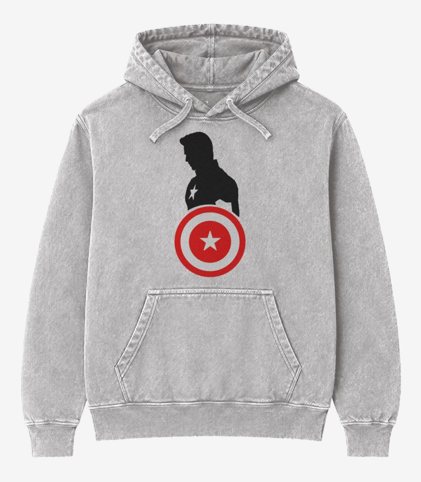 Poleron Canguro Acid Wash Gris Melange de Cap