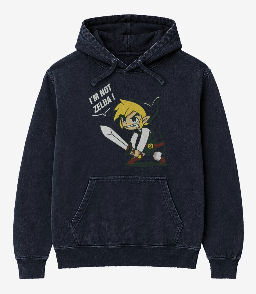Poleron Canguro Acid Wash Azul Marino de No soy zelda