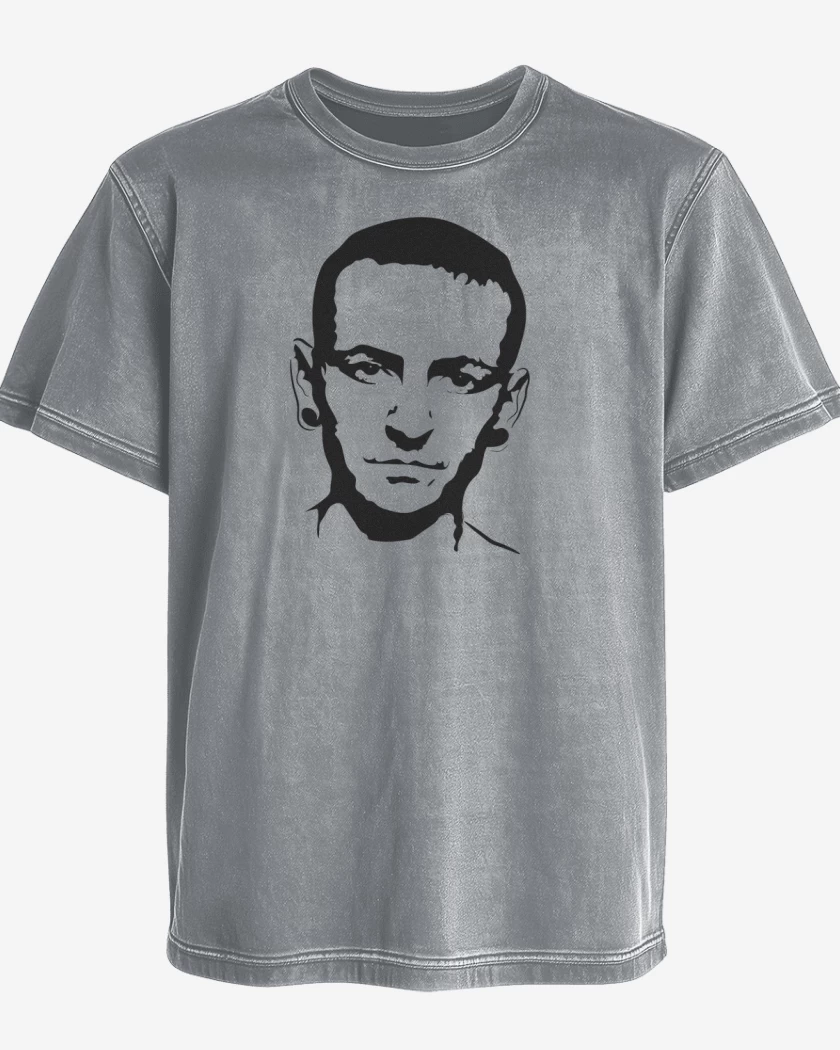 Polera desgastada Gris Melange de Chester Linkin