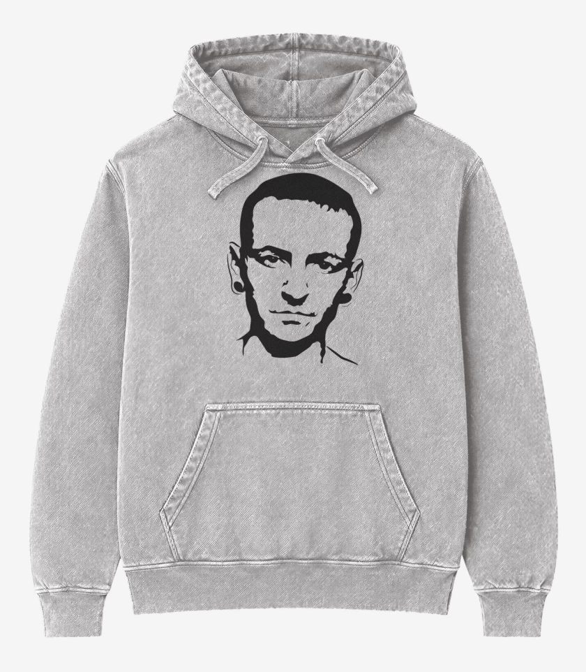 Poleron Canguro Acid Wash Gris Melange de Chester Linkin