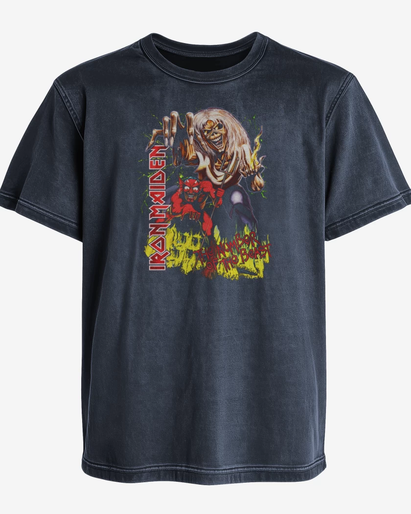 Polera desgastada The number of the beast