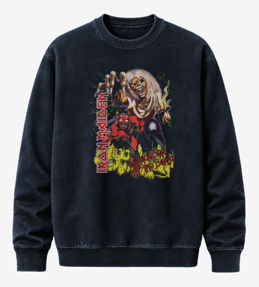 Poleron Polo Acid Wash Azul Marino de The number of the beast