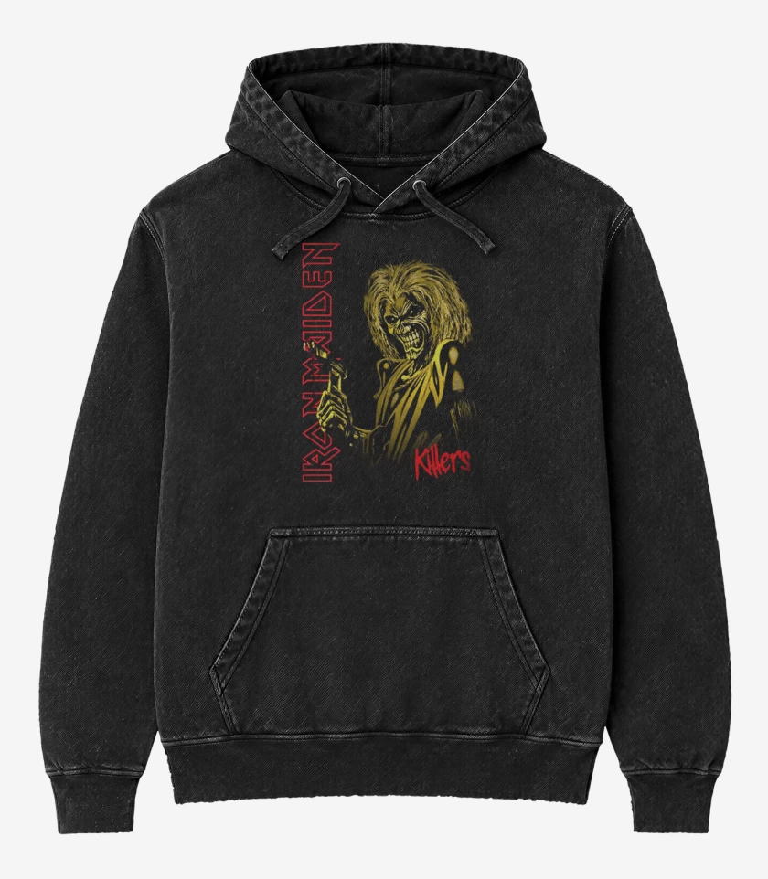 Poleron Canguro Acid Wash Negro de Killers