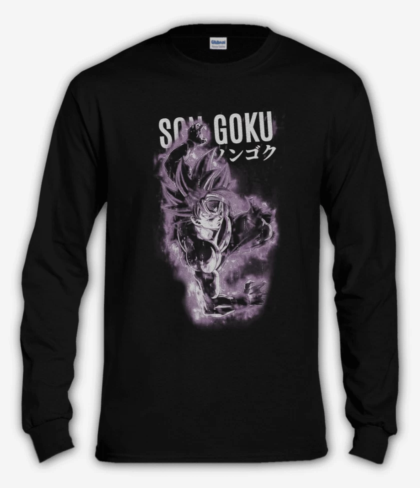 Polera manga larga Negro de Son goku miggate
