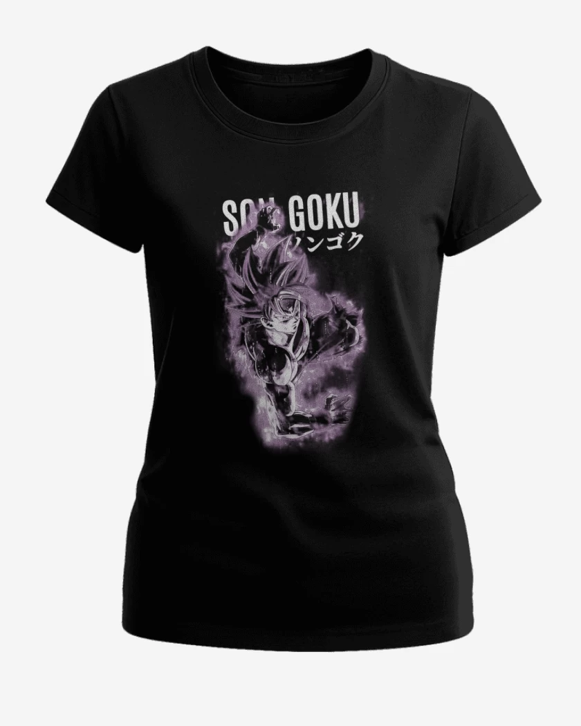 Polera de Mujer Negro de Son goku miggate
