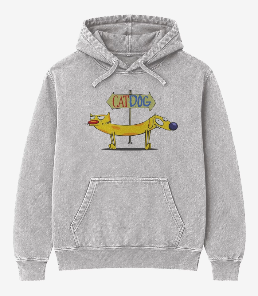 Poleron Canguro Acid Wash Gris Melange de CatDog