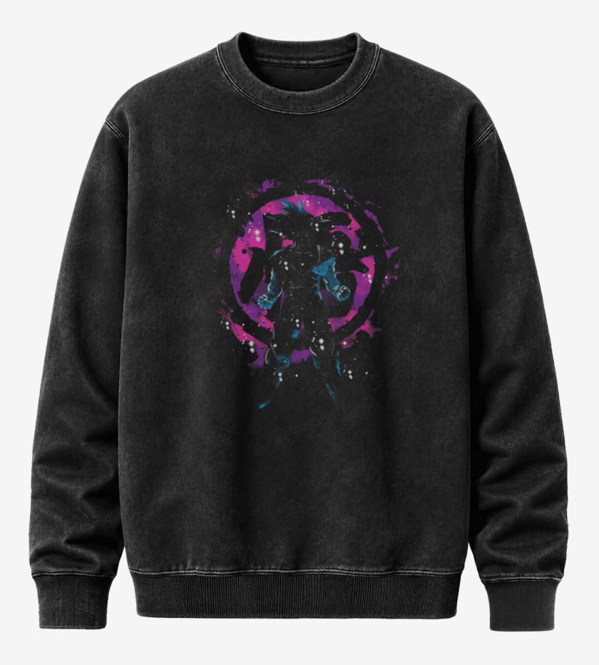 Poleron Polo Acid Wash Negro de Hola soy goku