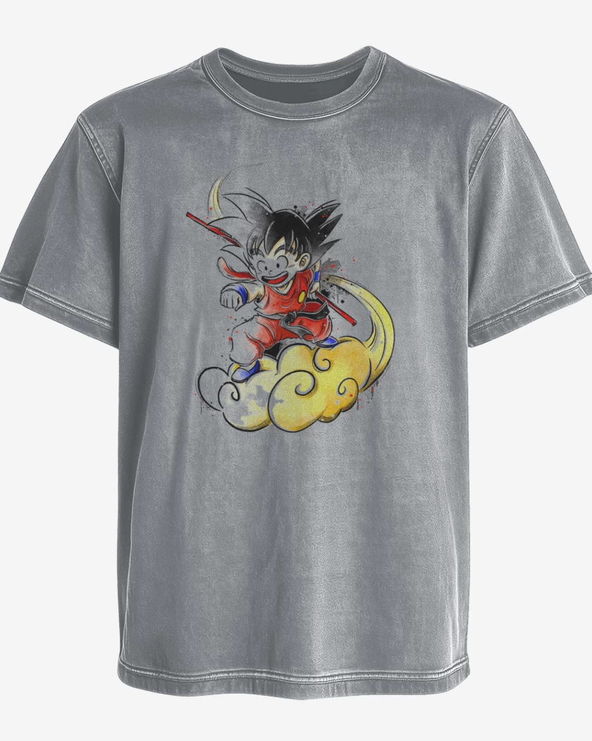 Polera desgastada Gris Melange de Goku jr